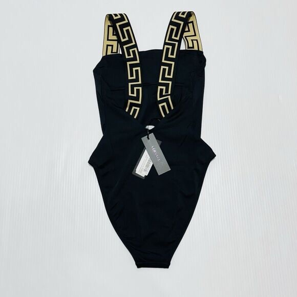 Versace Size 2/ S Greca Border Black Gold One Piece Swimsuit NWT $425 - Picture 8 of 12